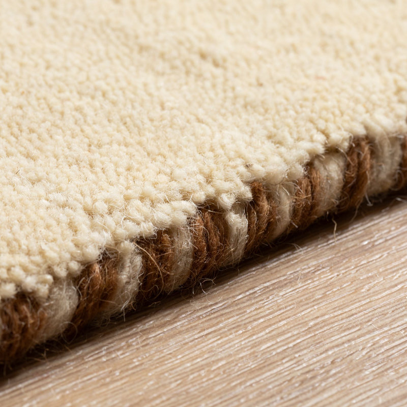 Elno Wool Hand Woven Area Rug, Beige, Rectangle 240cm x 290cm