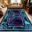 1PC Vintage Geometric Gothic Teal & Deep Purple Marble Mosaic area rugs for Living Room, Soft and Comfortable, Suitable for all seasons, easy-to-maintain, machine washable Indoor floor mat, Under Table Farmhouse suitable for dining room, bedroom,-129513439