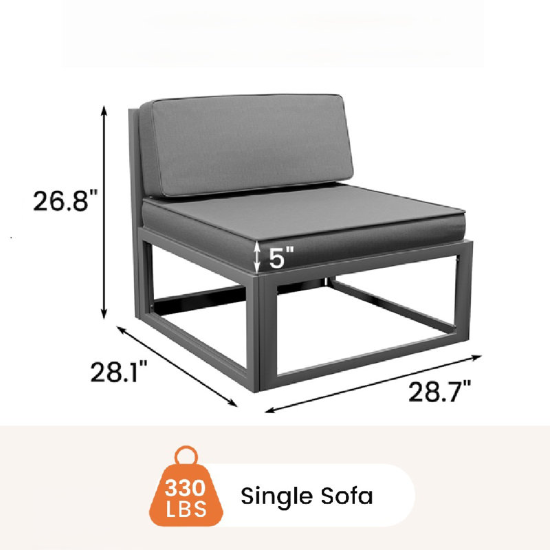 2-Piece Aluminum Outdoor Patio Side Chair (Set of 2), Gray, Gray