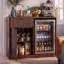 Buffet 39,4 "avec espace pour réfrigérateur, buffet cannelé avec support en verre pour la cuisine du salon-133406961