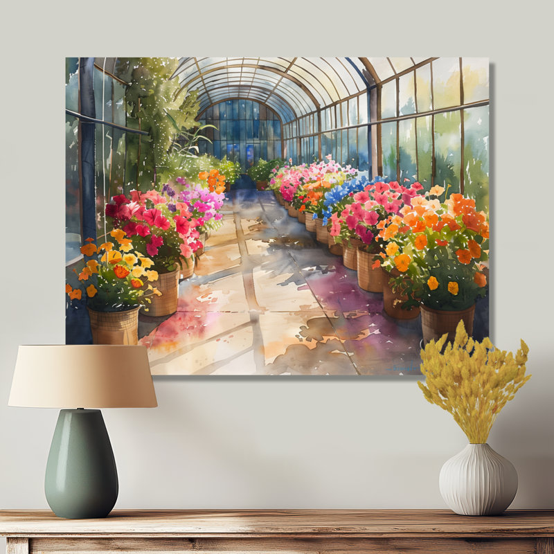 «Pink Orange Blooming Botanical Flowers - Flowers», reproduction d'art murale, H 34 po x l 44 po, Toile tendue