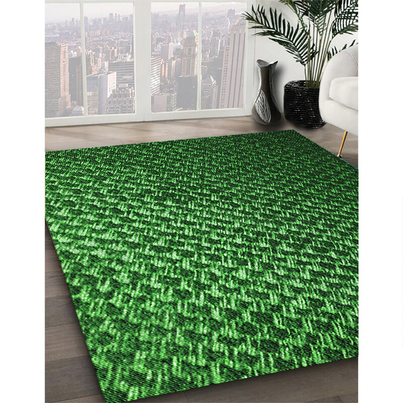 Tapis 100% à motifs lavables à la machine 2989 Pat3545 GRN, Rond 4 pi