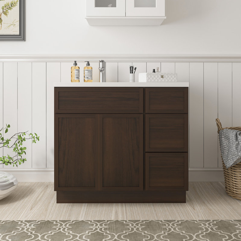 Base de meuble-lavabo simple 36 po seulement, Brun