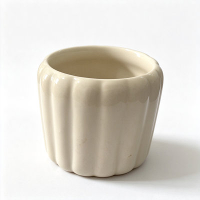 Pot à fleurs ivoire en céramique - tasse succulente à nervures courtes, 5,9 x 5,9 x 5,9 po