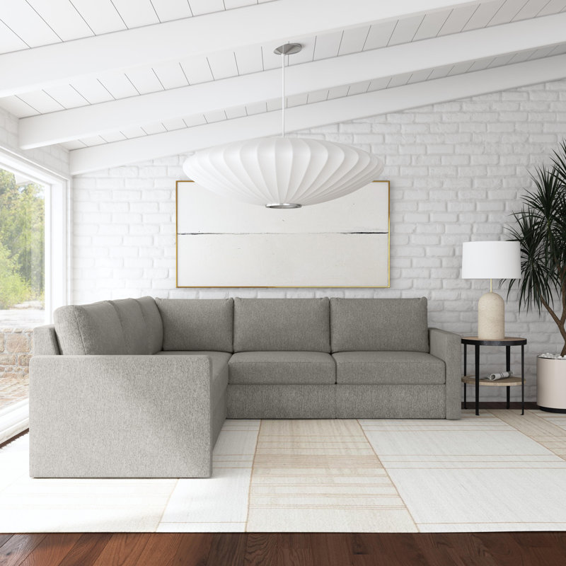 Canapé modulaire rembourré 5 pièces Flex, Mélange de polyester gris caillou foncé, H 37 po x l 102 po x P 38 po