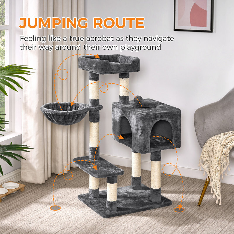 100cm H Cat Tree, Dark Grey
