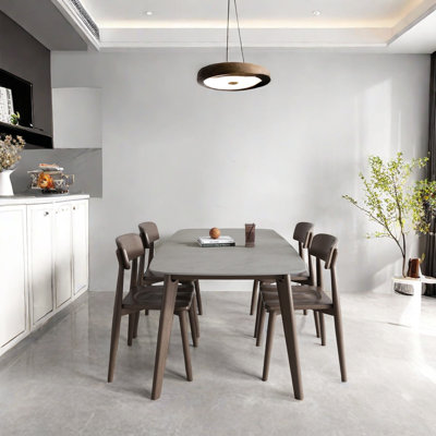 Ensemble de salle à manger rectangulaire moderne avec lumière