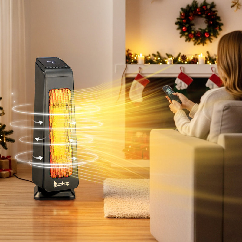 1500-Watt 23 In. Indoor Electric Tower Ceramic Fan Space Heater With Remote Control