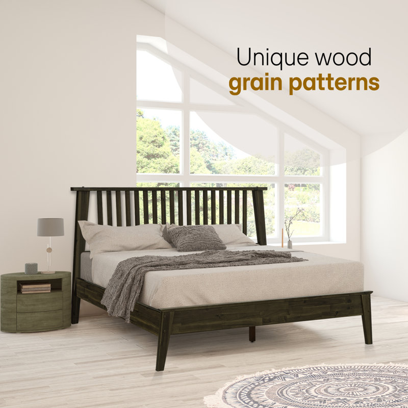Kaylin Premium Solid Wood Platform Bed Frame with Headboard – 800 lb Capacity, No Box Spring Needed, Fits All Mattresses