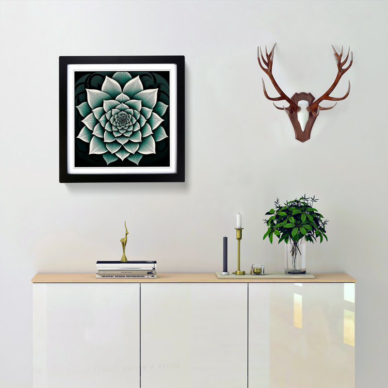Lotus Flower No.1 - Single Picture Frame Print on Wood, Black