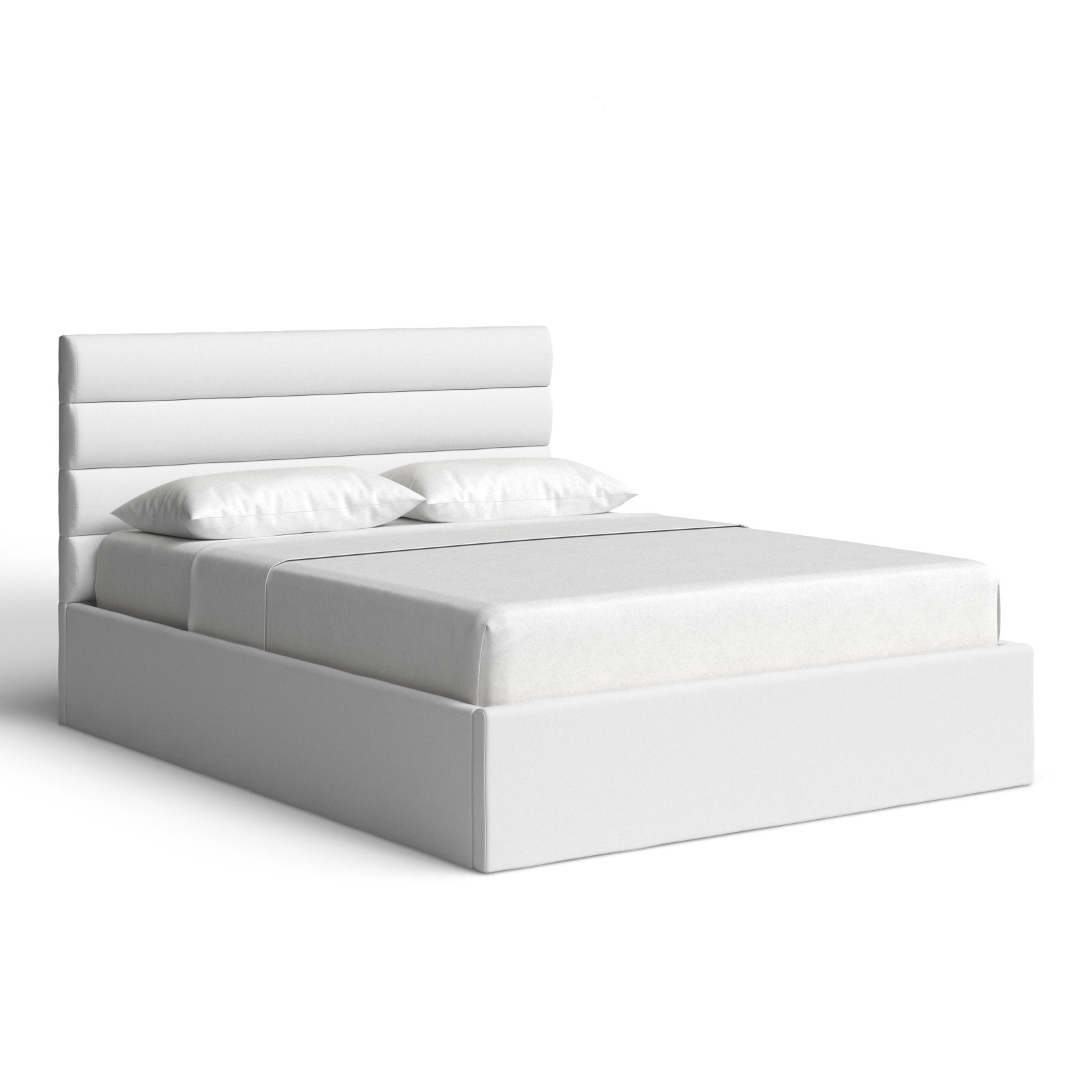 Ruma Upholstered Platform Bed, White, Queen