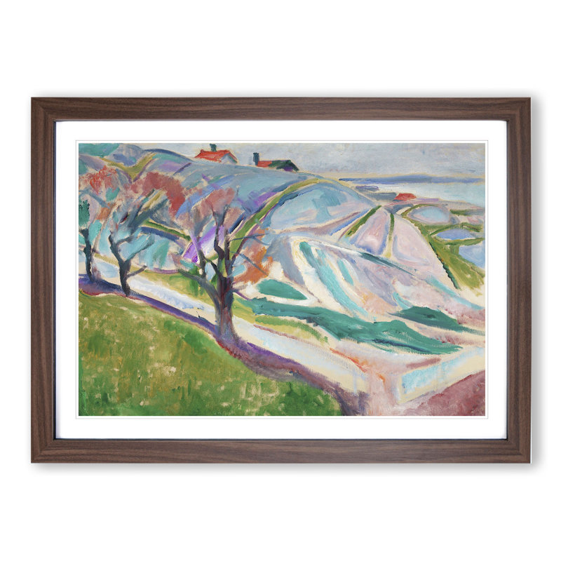 Landscape of Kragero by Edvard Munch - Picture Frame Painting, Walnut Framed, 48cm H x 65cm W x 2cm D