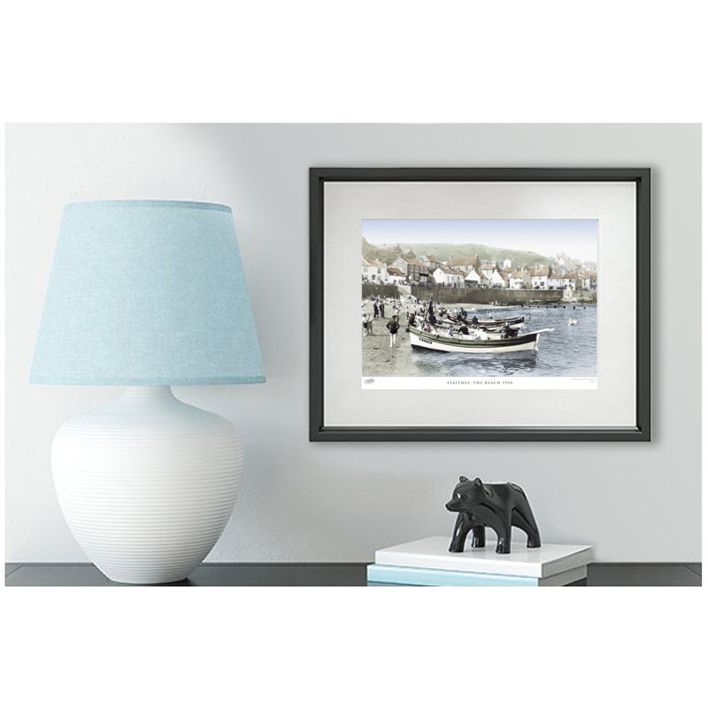 Staithes, The Beach 1950 by Francis Frith - Single Picture Frame Print, Black/White/Green, 40cm H x 50cm W x 2.3cm D