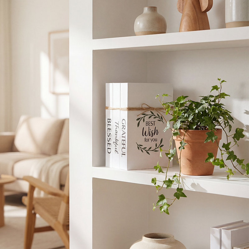 3 Piece White Faux Decorative Book Box Set