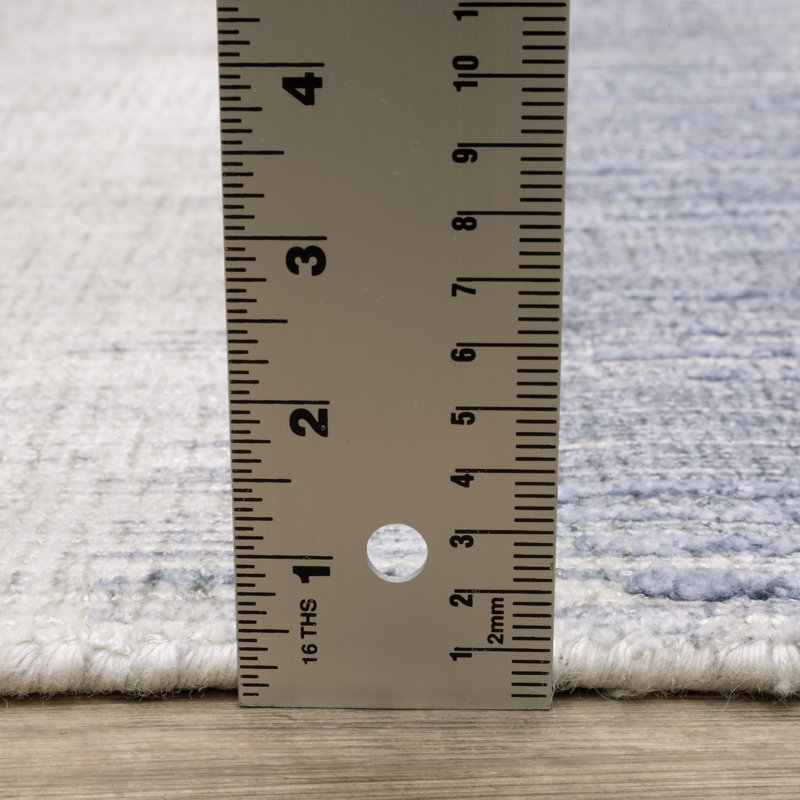 Michalski Textural Ombre Stripe Blue/ Ivory Hand-made Area Rug, Rectangle 8' x 10'