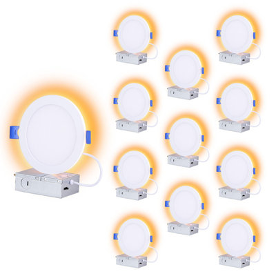 6" LED Recessed Light with Night Light Canless Pot Ceiling Lighting, 5CCT, 12W, 12 Pack
