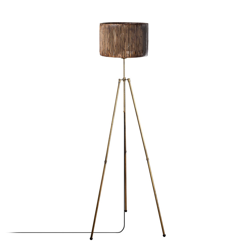 Lampe sur pied Antiquation avec corps en métal, hauteur réglable 63 po | Répliques de bambou de 7,9 po de diamètre | Douille E27 de 40 W maximum | Certifié CE | Parfait pour le salon, la chambre à coucher et les décorations modernes | Design élég