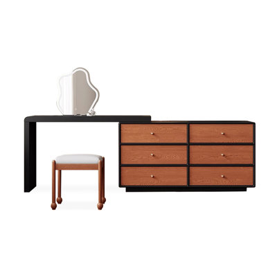 Coiffeuse avec miroir lumineux, 6 tiroirs, 1 chaise