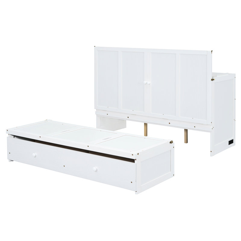 Grand lit en blanc avec grand espace de rangement intégré et spacieux, Queen, White