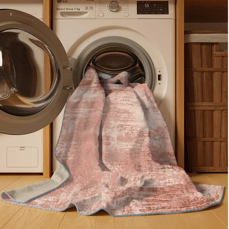 Machine Washable Abstract Brown Area Rug, Rectangle 2' x 3'