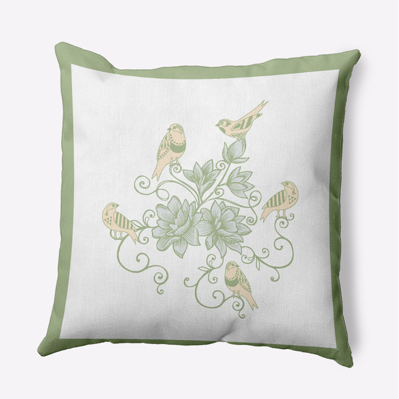 Floral Outdoor Reversible Throw Pillow, 16"H x 16"W, Square