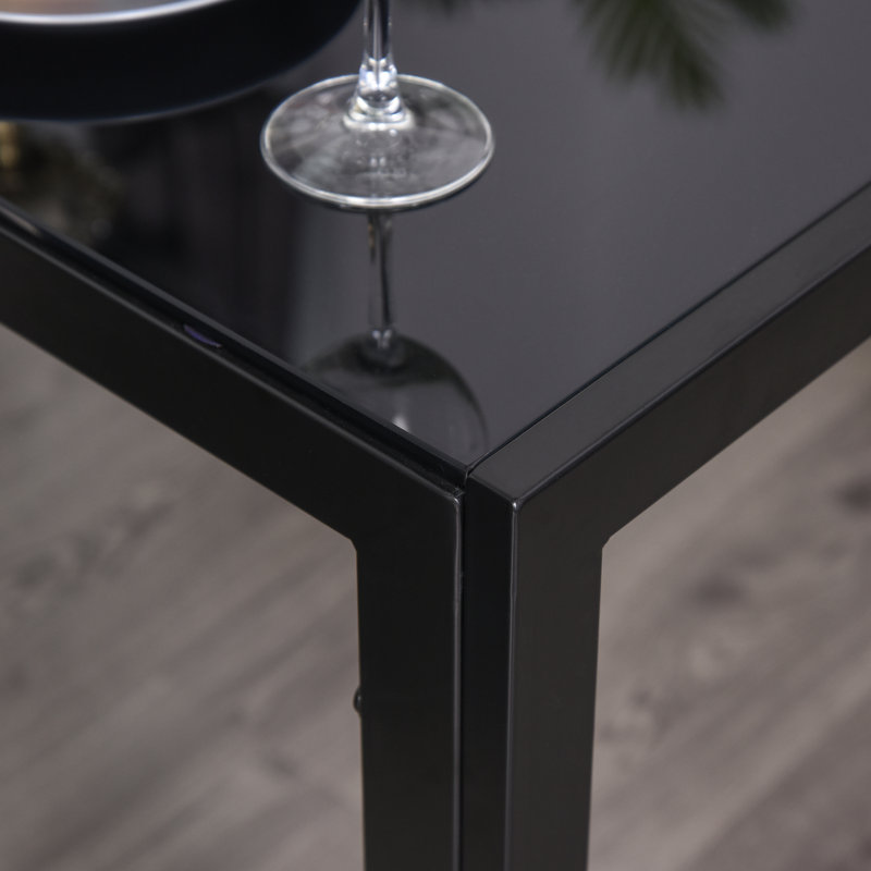 Table de cuisine rectangulaire en verre avec chaises, ensemble pour 2, Noir, noir, noir, noir