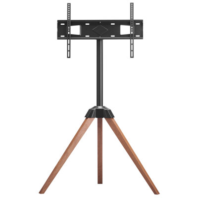 Meuble télé à trépied pour téléviseur de 40 à 65 pouces à écran plat / incurvé jusqu'à 99 lb, meuble télé portatif à rotation à gauche et à droite de 18 ° avec pieds en bois, pour chambre à coucher, salon, studio, MAX VESA 600 x 400 mm