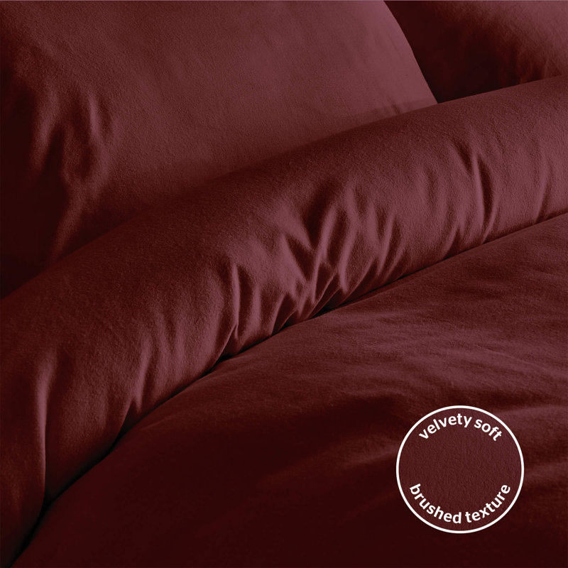 Silentnight Brushed Cotton Duvet Set, Red, Single Duvet Cover Set + 1 Standard Pillowcase