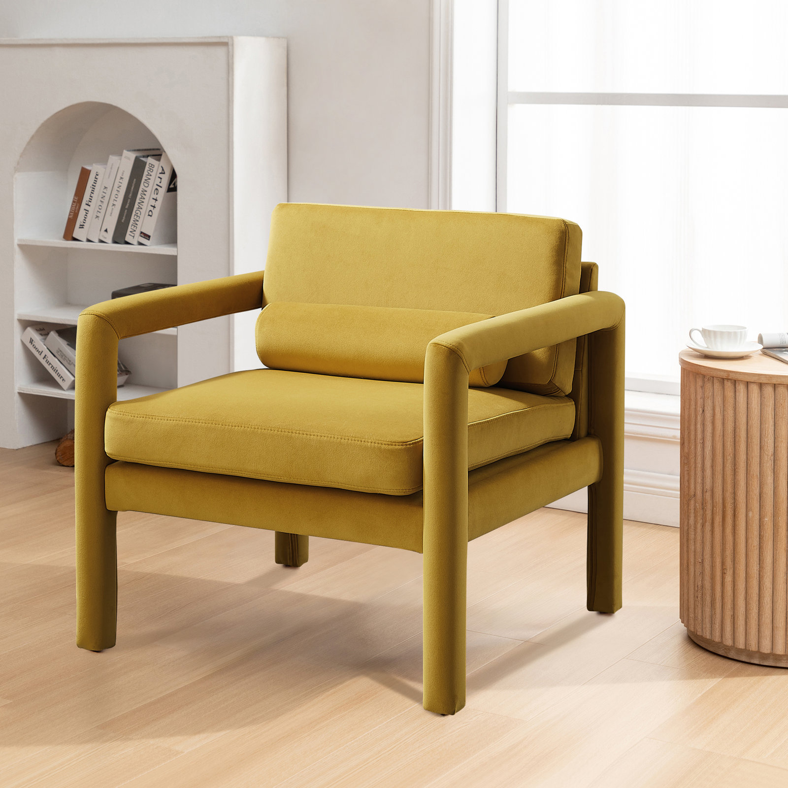 Solaris Velvet Armchair, Yellow Velvet