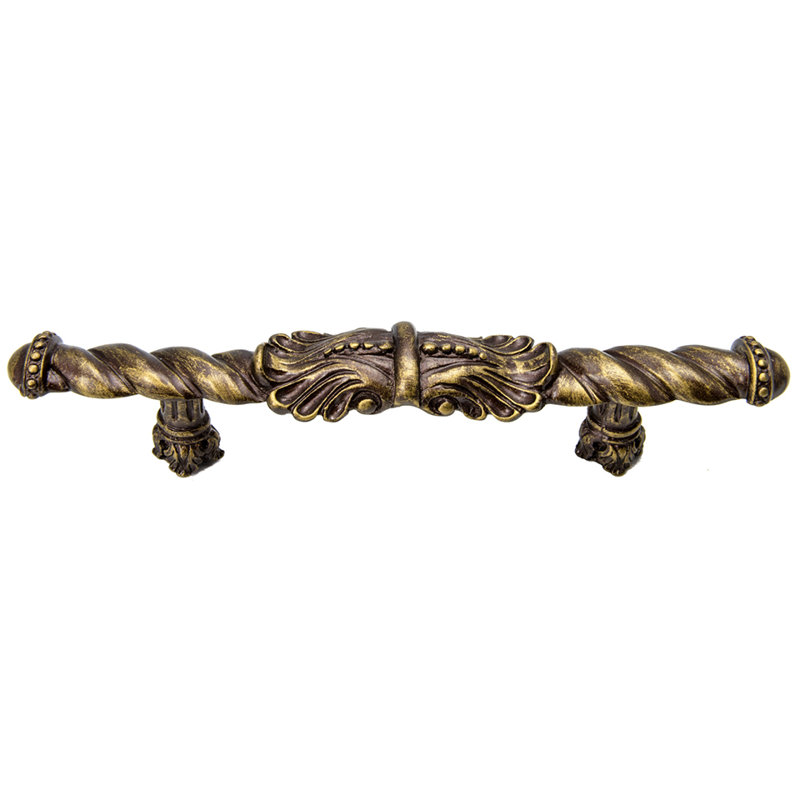 Poignée Acanthus de style roman, 4", Laiton antique