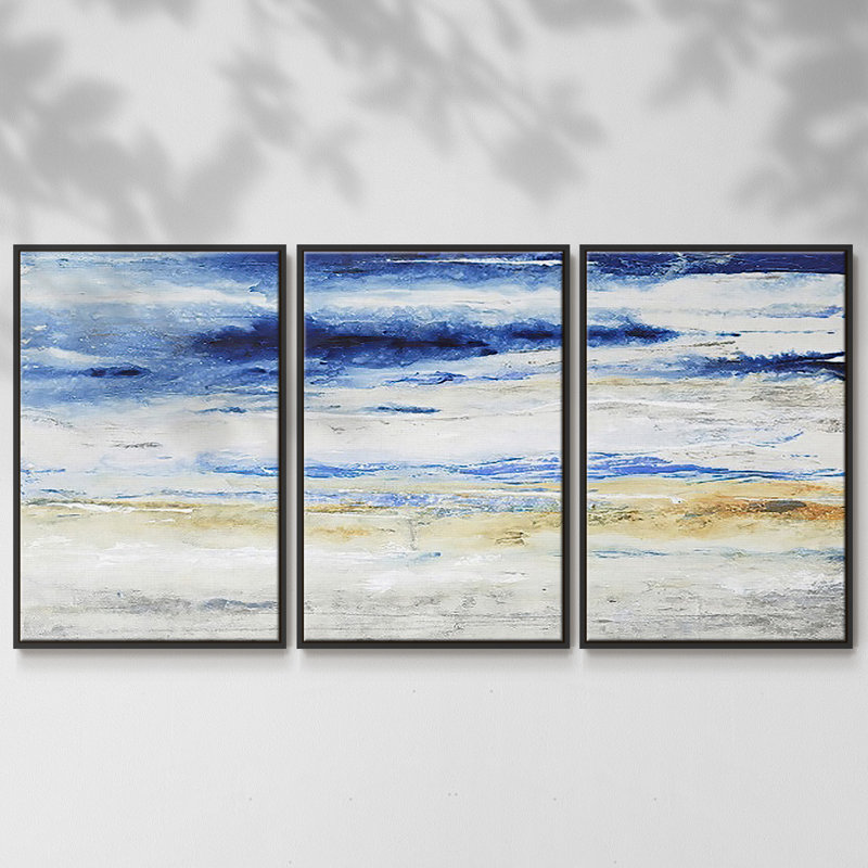Choppy Seas I - Toile encadrée à pièces multiples, Noir, H 40 po x l 78 po x P 2 po