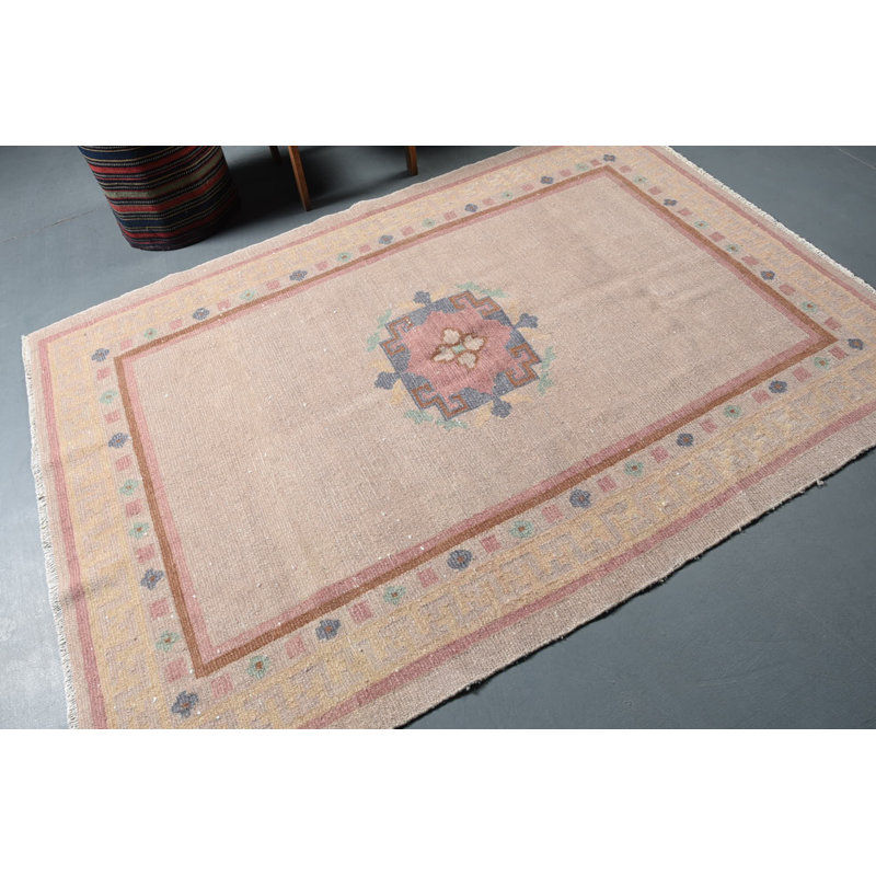 Tapis rétro, tapis Boho, tapis 5,2 x 7,3 pi, tapis marocains, tapis tissés à la main verts, tapis turcs