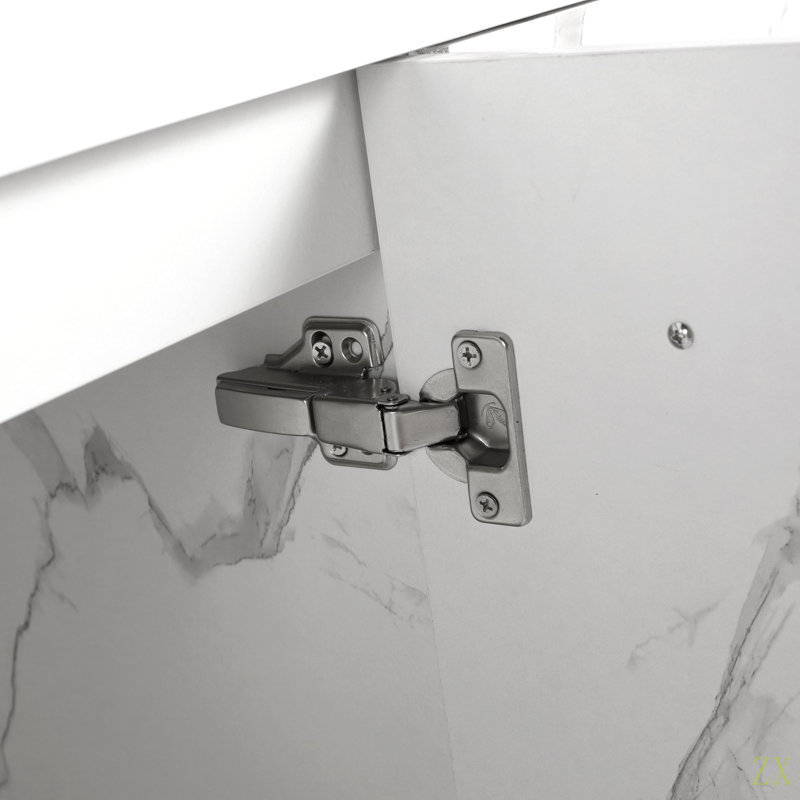 Meuble-lavabo mural de 60 po avec lavabo, lavabo double en résine à rebords épais, ensemble KD, Blanc