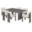 Table de salle à manger 7 pièces à base de tréteaux avec 6 chaises rembourrées-488346794-488346796