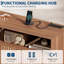 Commode 6 tiroirs pour la chambre à coucher, commodes de 47,2 po de largeur avec lumières DEL et station de charge, conception à profil incurvé, tiroirs en bois cannelé avec poignée dorée, commode moderne pour le salon, noyer-2015836959