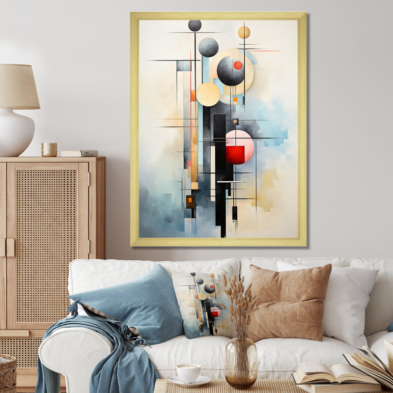 Impression abstraite sur toile Jaculine, Encadrement doré, H 32 po x l 24 po x P 1 po