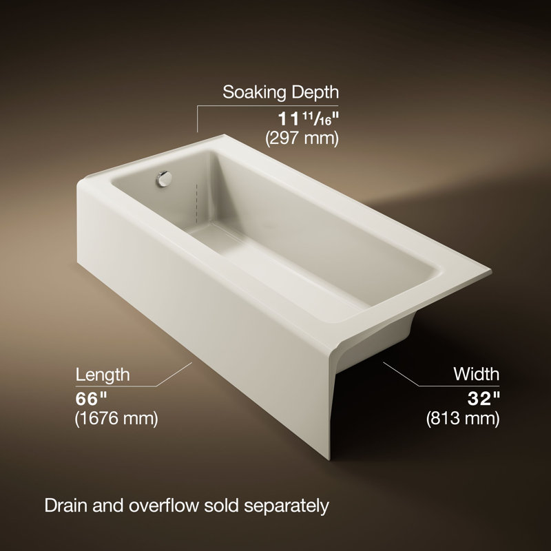 Bellwether® Alcove 66" x 32" Soaking Bathtub, Biscuit
