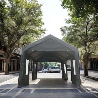 Grey 10X20ft Gazebo Canopy Carport - Stable Legs, Waterproof Covering, Versatile Application Heavy Duty Garage, Removable Sidewalls, Spacious Interior For Equipment