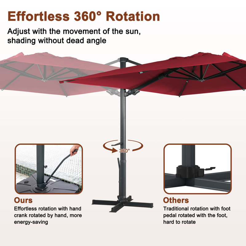 Moona 156'' x 120'' Rectangular Cantilever Umbrella, Red