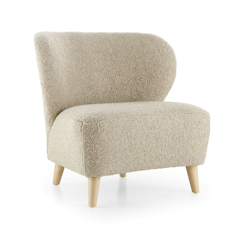 Apollonia Slipper Chair, Natural Wool Boucle