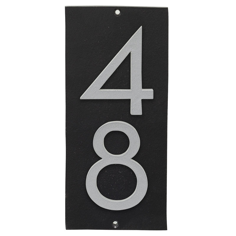 Plaque d’adresse murale sur 1 ligne flottante, Noir, Argent, Oui