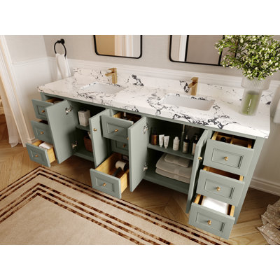 Nashville 84 In. W X 22 In. D Double Sink Bathroom Vanity In Evergreen With Cove Edge 