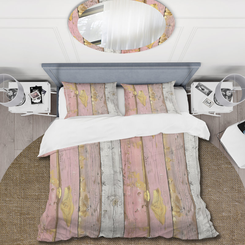 Ensemble de housse de couette Gold Vintage Barnwood Charm III - Country, Housse de couette très grand + 2 taies décorativ