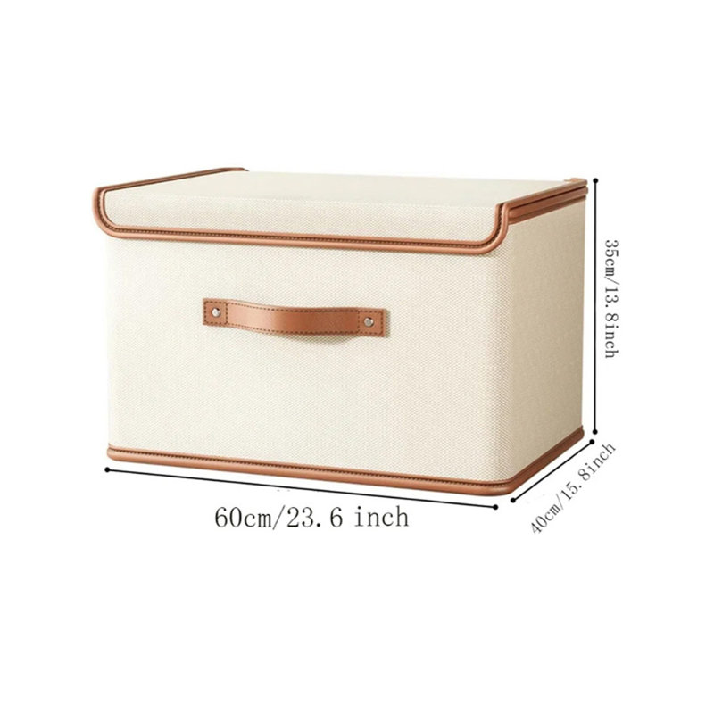 4 Pack Storage Bins with Lids, Collapsible Closet Organizer Container, Fabric Organizer Box with Handles, Decorative Storage Boxes