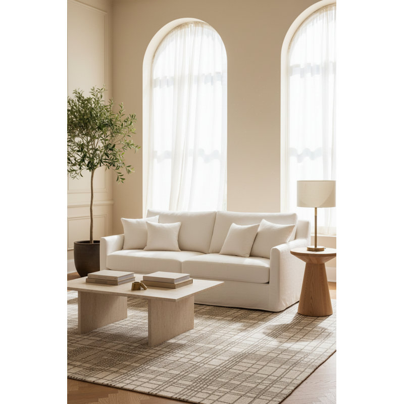 Tapis ivoire / brun Harlow, Tapis de couloir 2 pi 3 po x 7 pi 7 po