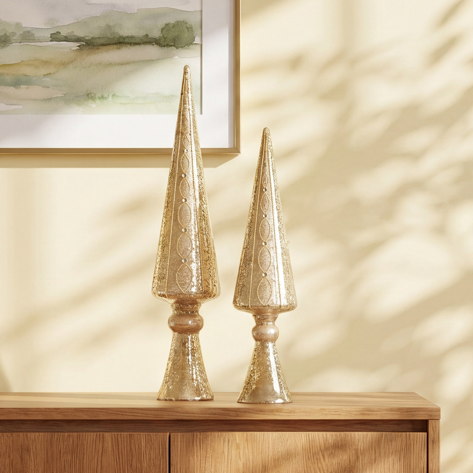 Liggons 2-Piece Mercury Glass Tree Set