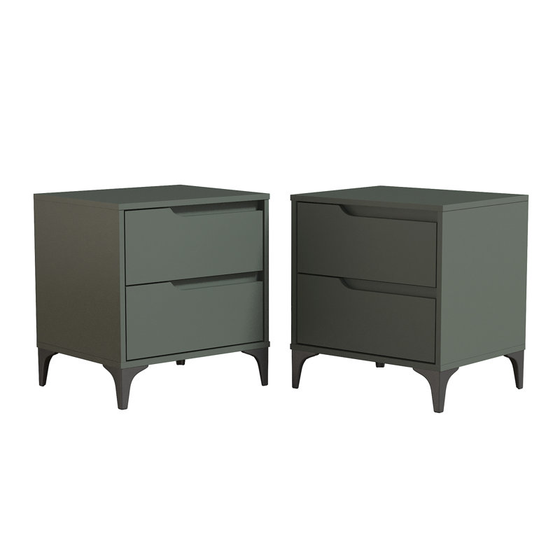 Norcross 20" 2 Drawer Nightstand, Green