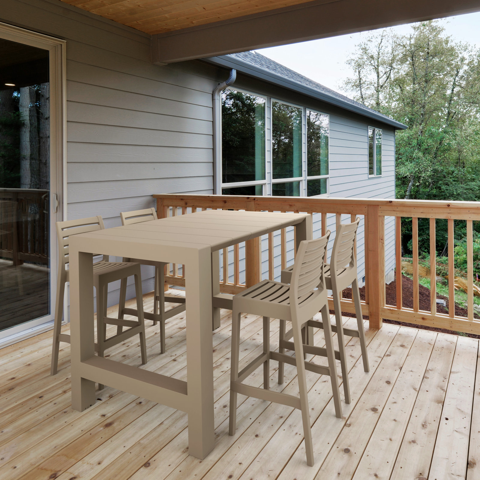 Farrah 39" Patio Dining Set, Taupe