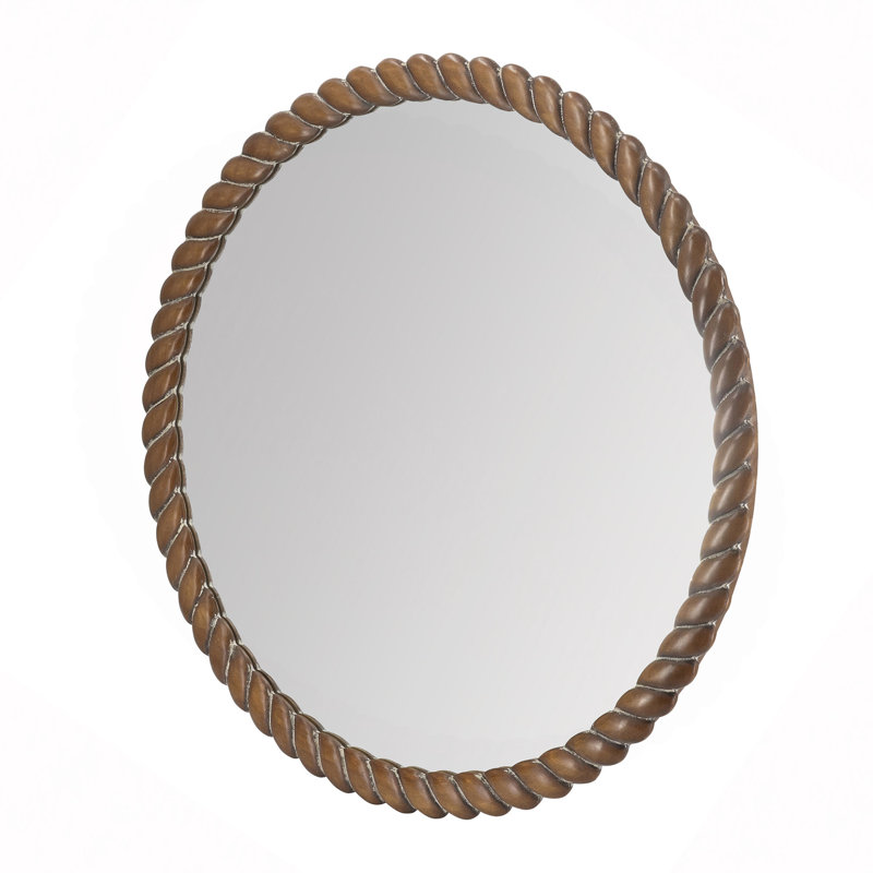 Miroir mural rond 28,3 x 28,3 po avec cadre en bois de pin