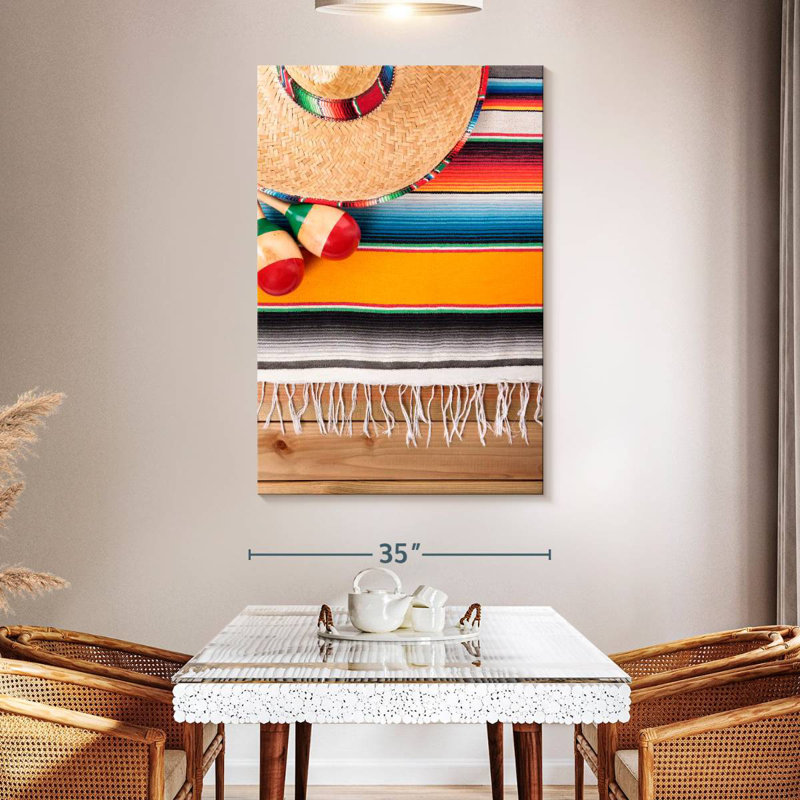 Abarca Sombrero Serape And Maracas, 51" H x 34" W